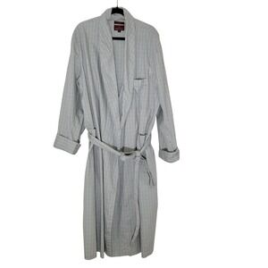 Vintage Nordstrom Mens XL Plaid 100% Long Staple Cotton 2x2 Pinpoint Robe Belted